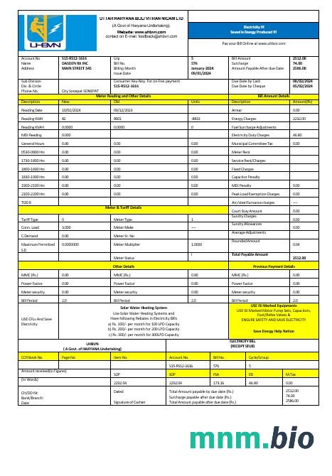 India Uttarakhand power corporation electricity rachunek za usługi komunalne formaty Word i PDF